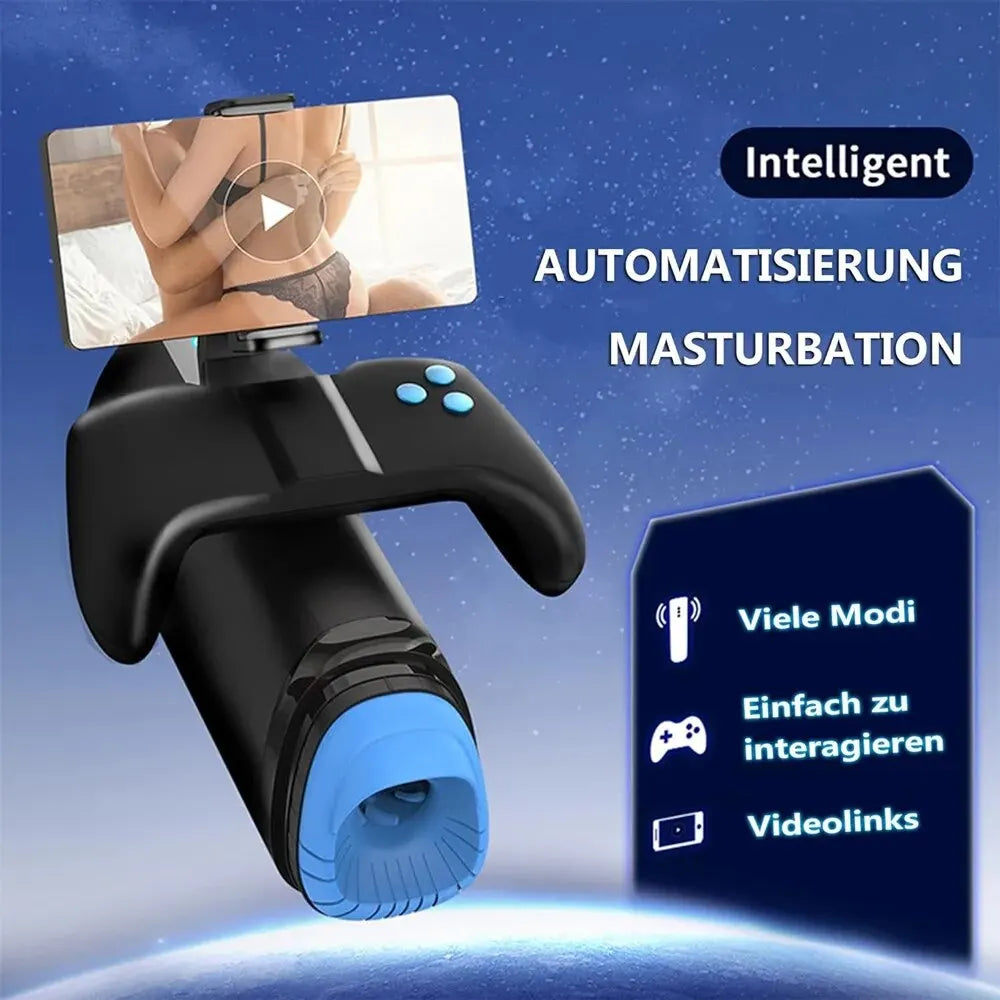 Masturbator cup with phone and handle holder